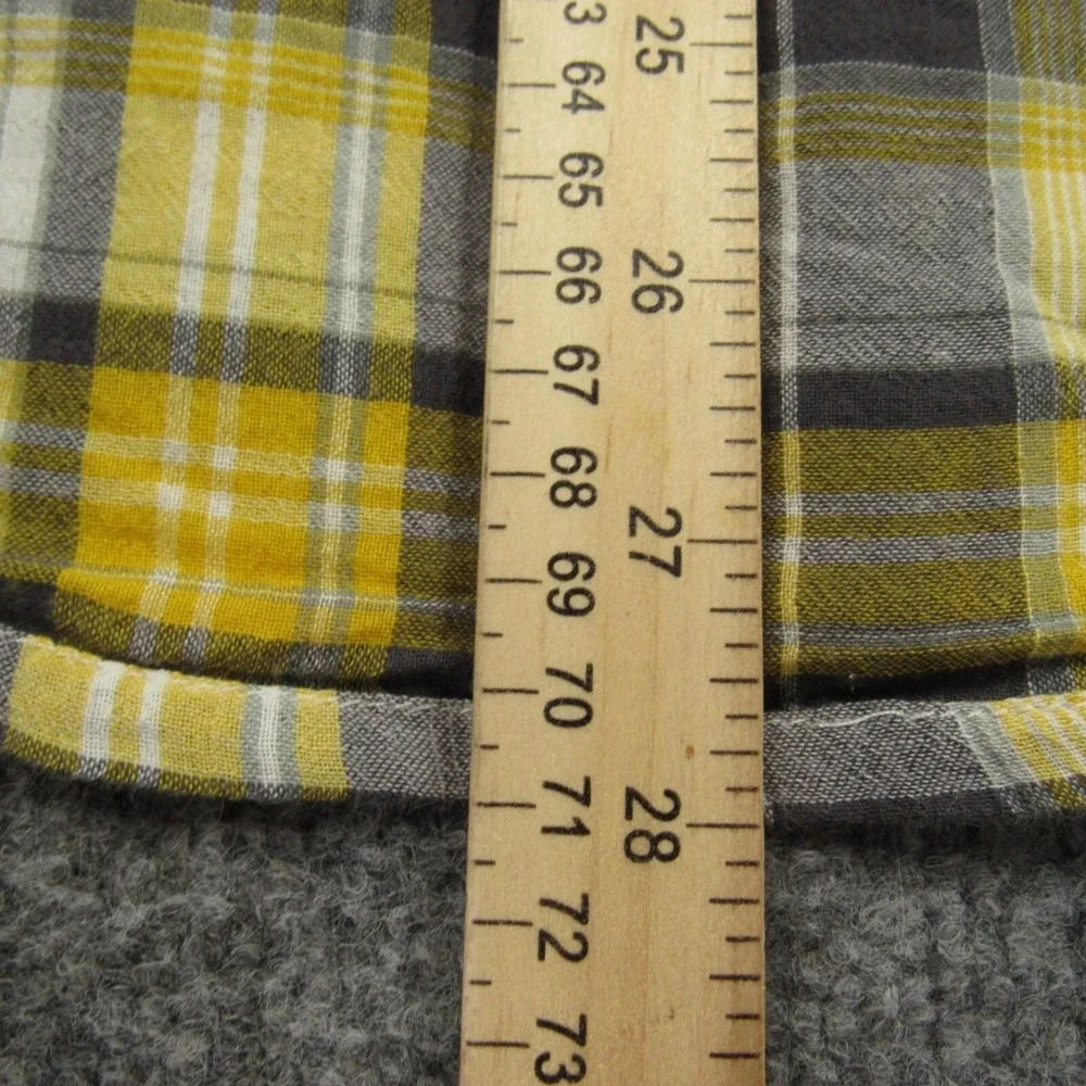 The North Face‎ Shirt Men Large Yellow Black Plaid Hiker Camp Outdoors Slim Fit
